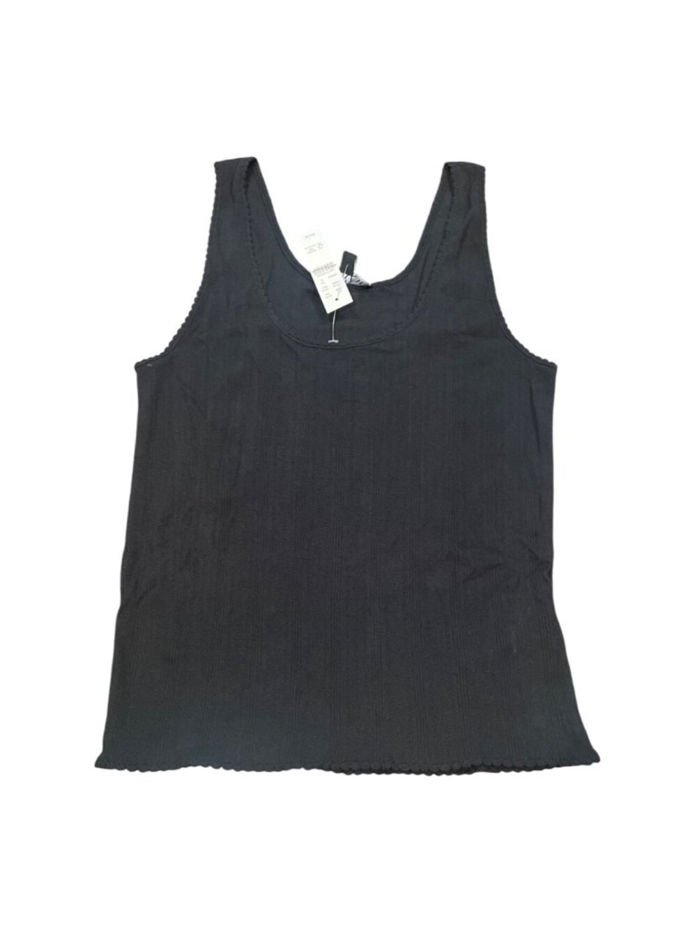 NWT J.Crew Pointelle Tank Top Medium Black Scoopneck Cotton Feminine Lightweight